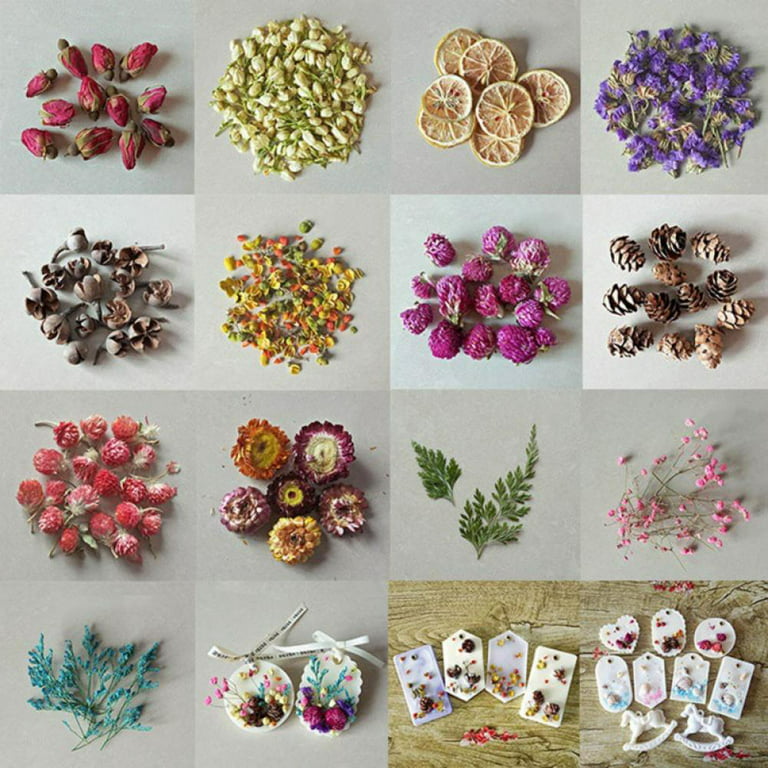 120 PCS Dried Flowers for Resin Molds, Natural Pressed Flowers Leaves Herbs  kit with Tweezers for DIY Art Crafts, Candle,Jewelry Making, Scrapbook