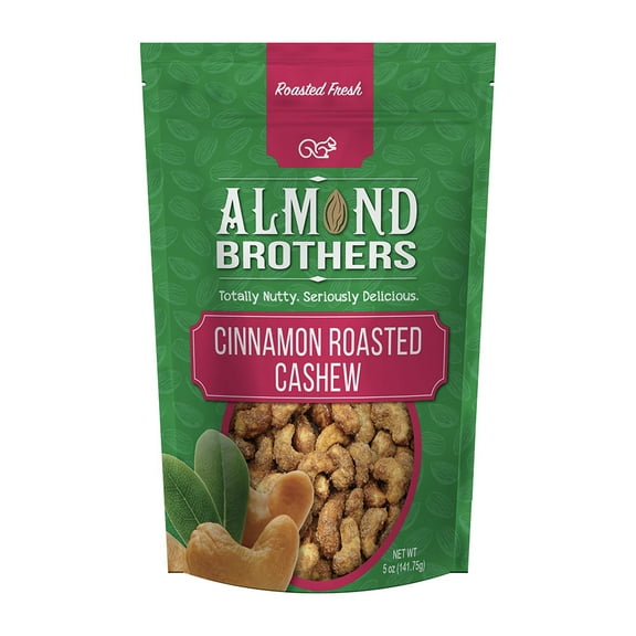 Pack of 6, Almond Brothers Cinnamon Roasted Cashews, 5 oz