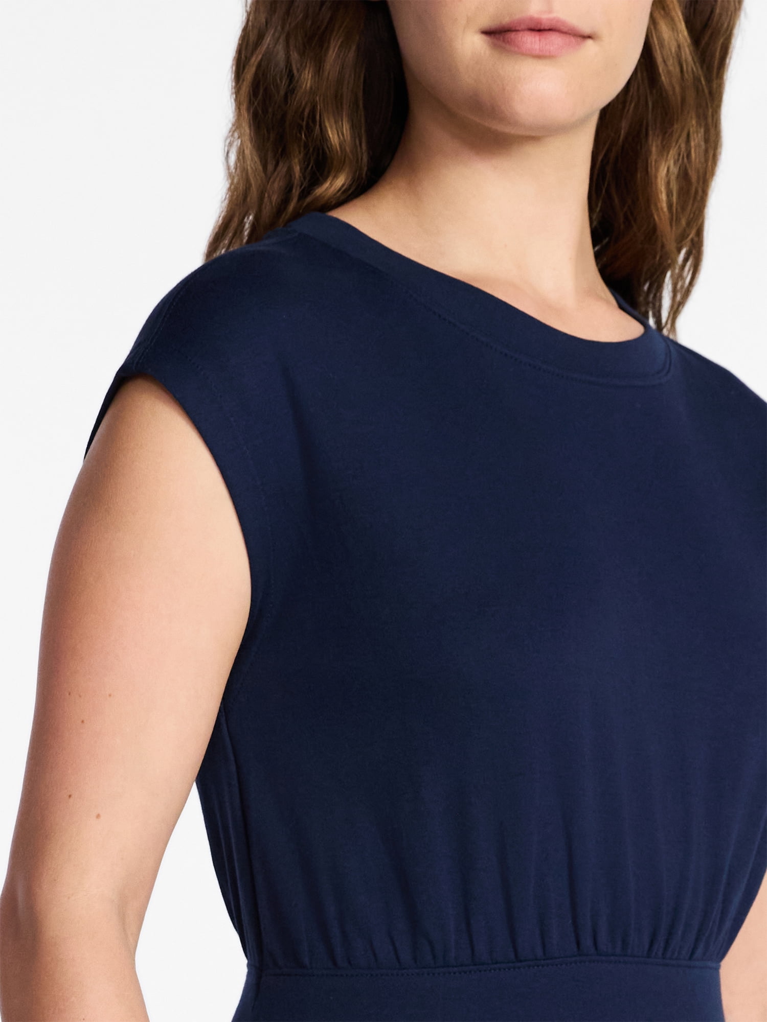 Time and Tru Women’s Cotton Knit Midi Dress with Dolman Sleeves, Sizes XS-XXXL