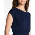 thumbnail image 4 of Time and Tru Women’s Cotton Knit Midi Dress with Dolman Sleeves, Sizes XS-XXXL, 4 of 5