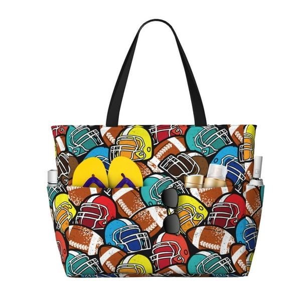 Fotbe American Football Bolsa de Viaje para Playa - Resistente al Agua, Bolsa Tote de Gran Capacidad y Ligera con 7 Bolsillos para Mujeres y Hombres