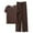 Coffee, variant on Womens 2 Piece Pajama Set - Short Sleeve Top & Wide Leg Pants - Polyester Spandex, Casual Homewear - M-XXL Sizes