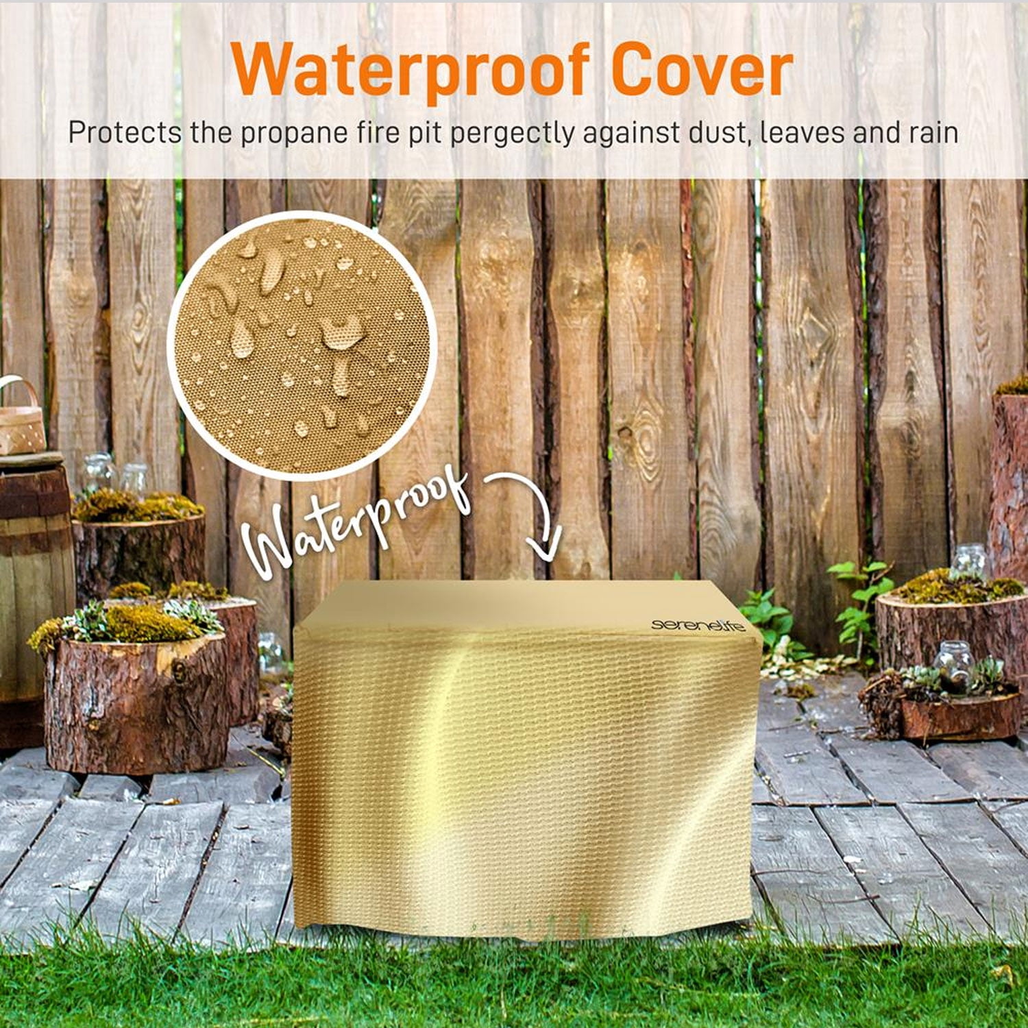 Serene Life Propane Gas Outdoor Patio Fire Pit Table with Weather Cover