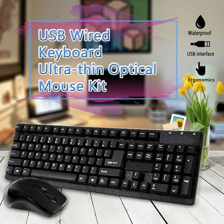 USB Wired 2.4G 1000 DPI Keyboard Ultra-thin Optical Mouse Kit 104 Keys Business Office Keyboards For PC Desktop