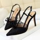 thumbnail image 3 of Zapatos de tacón alto para mujer, de moda, para banquetes, bodas, para mujer, con boca poco profunda, puntiagudos, para novias, sandalias con tiras de encaje de malla, 3 of 5