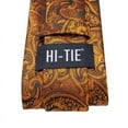 thumbnail image 6 of Hi-Tie Men Silk Tie Set Dark Orange Paisley Necktie Pocket Square Cufflink for Business Party, 6 of 6