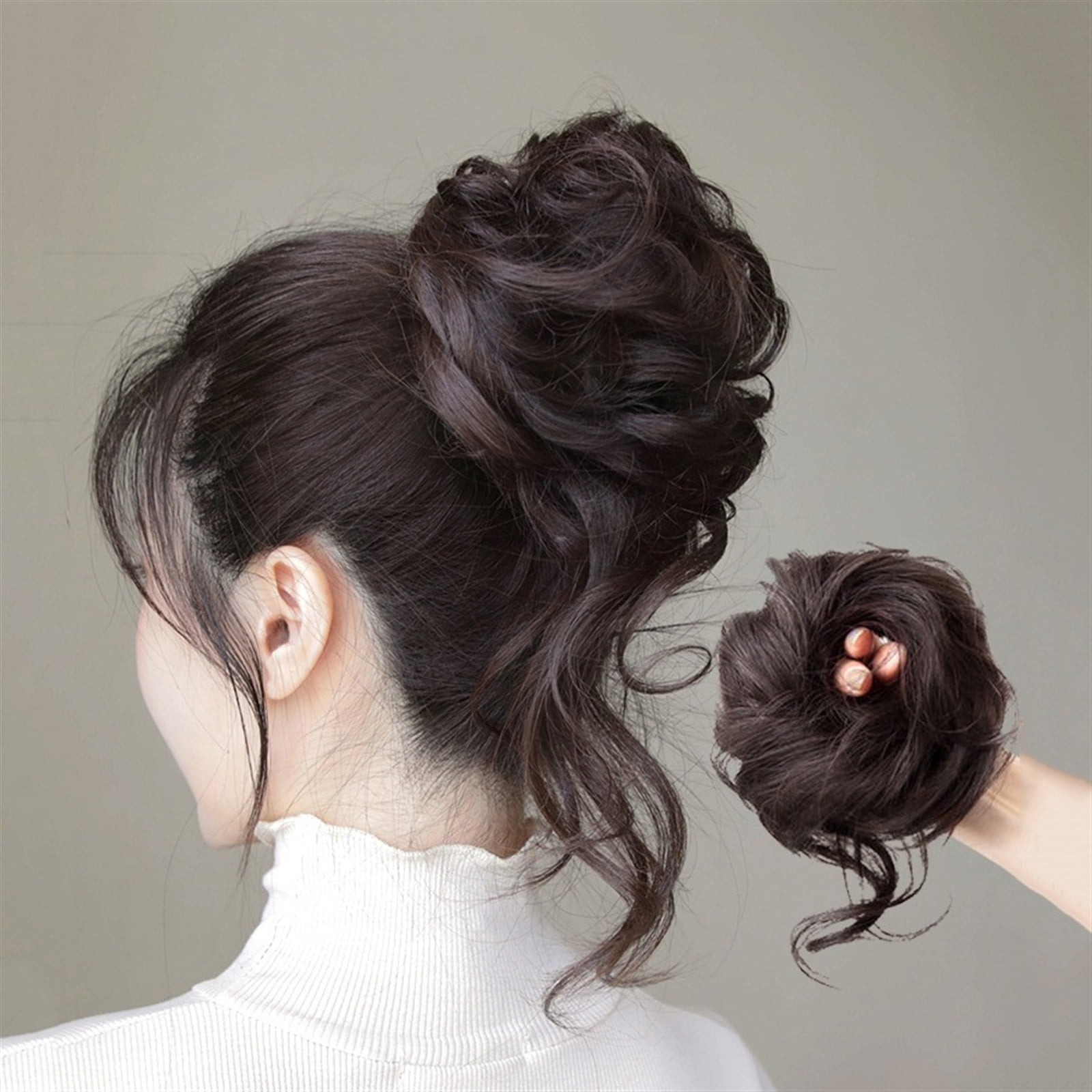 Bun Ponytail Chignon Brazilian Human Hair Curly Wavy Messy Bun Extensions Hair Pieces for Women Messy Bun Hair Piece Hair