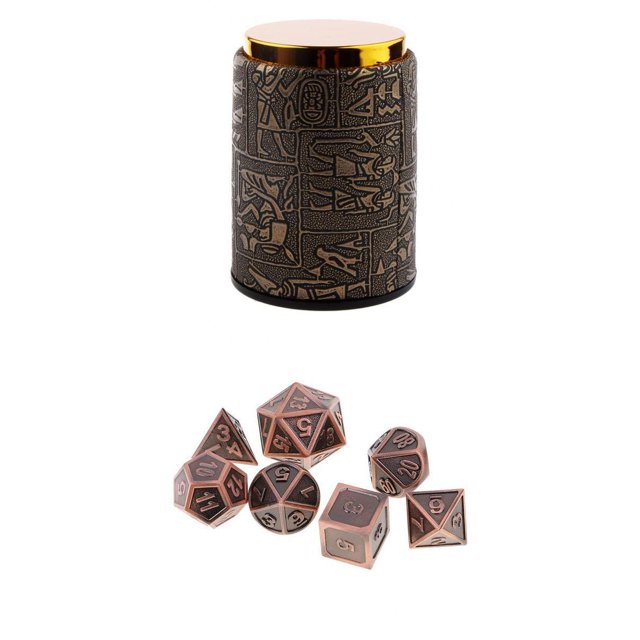 7 Dados Poliédricos De Metal Para Juegos De Mesa De Mazmorras Y Dragones + Taza De Dados #4 Sunnimix Dados poliédricos