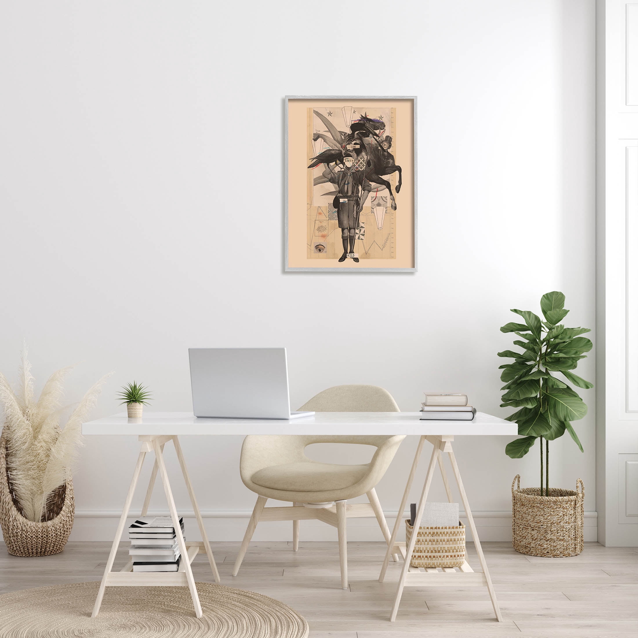 Stupell Industries Abstract Vintage Horse Text Collage Graphic Art Gray Framed Art Print Wall Art, Design by Matheus Lopes Castro