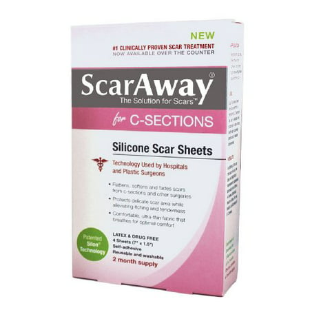ScarAway C-Section Scar Treatment Strips Silicone Adhesive 4-Sheets (Best C Section Scar Treatment)