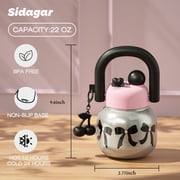 Sidagar 22 oz Cute Insulated Stainless Steel Water Bottle with Straw and Carry Handle, Leakproof, Black Bow Pattern