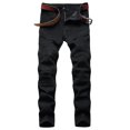 thumbnail image 1 of Men's casual solid color ripped straight jeans, 1 of 5