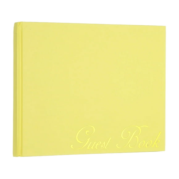 Uxcell Elegante Libro de Invitados, 9"x7" Libro de Invitados de Papel Offset Estiloso con 50 Páginas en Blanco de 120GSM para Recepciones, Cumpleaños, Funerales, Eventos Especiales, Amarillo Claro