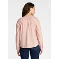 thumbnail image 3 of Time and Tru Women's Eyelet Blouse with Long Sleeves, Sizes XS-XXXL, 3 of 5