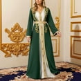 thumbnail image 2 of Elegant Muslim Abaya Dress With Embroidery Long Sleeve Robe And Inner Gown Two Piece For/Green/XS, 2 of 5