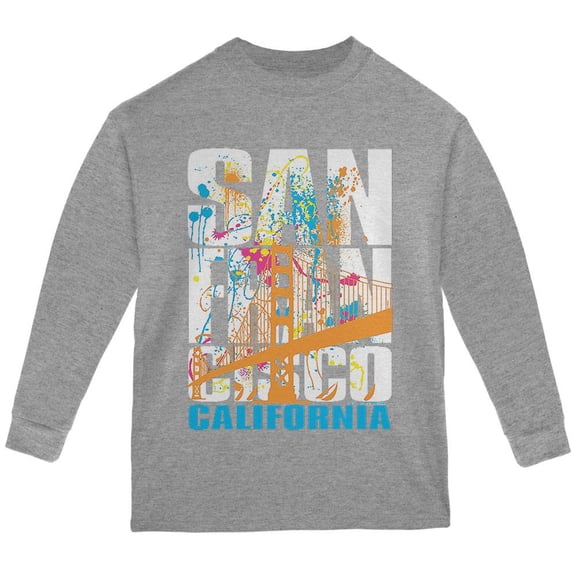 White Splash San Francisco California Youth Long Sleeve T Shirt Sport Grey YXL