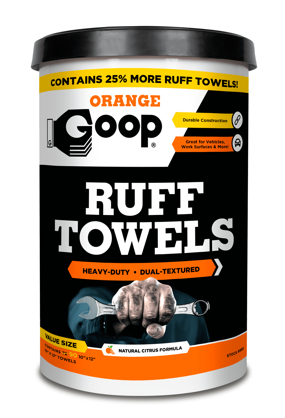 (2 pack) GOOP Orange Multi-Purpose Waterless Hand Cleaner Ruff Towels