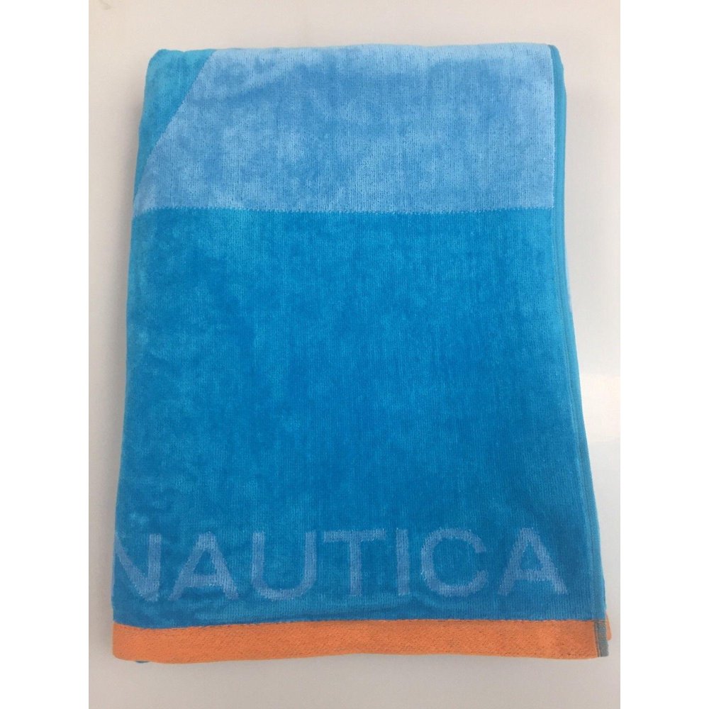Nautica Blue w/Orange Edge 39'' x 70'' Beach Towel