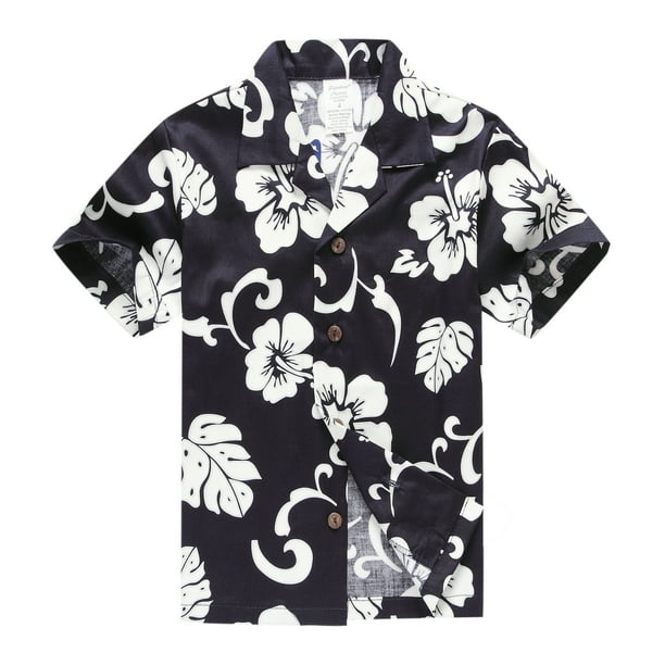 Hawaii Hangover  Boy Hawaiian Aloha Luau Shirt Only in Navy Hibiscus