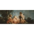 thumbnail image 3 of Jean-François Clermont 18x10 Black Modern Framed Museum Art Print Titled - Group of Five Loves Playing with Doves (1761), 3 of 5