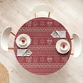 thumbnail image 4 of Ambesonne Emoji Art Fitted Round Tablecloth, Funny Faces Knit Print, 56"- 60" Diameter, Dark Pink Pale Camel, 4 of 5