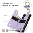 thumbnail image 2 of Allytech Flip Wallet Case for Samsung Galaxy Z Fold5, Luxury PU Leather Ring Kickstand Ring Finger Cover with Zipper Pocket Card Slots, Slim Shockproof Drop Protection Case for Galaxy Z Fold5, Purple, 2 of 8