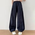 thumbnail image 4 of CPNG Girls Casual Sweatpants Solid Color Wide Leg Elastic Waist Baggy Sweatpants Loose Lightweight Street Style Pants, 4 of 5