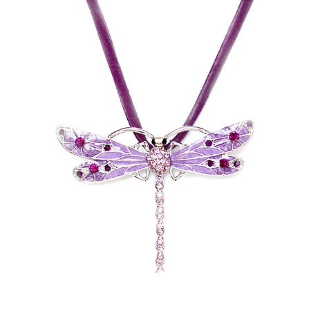 - Faship Blue Crystal Dragonfly Necklace Pendant