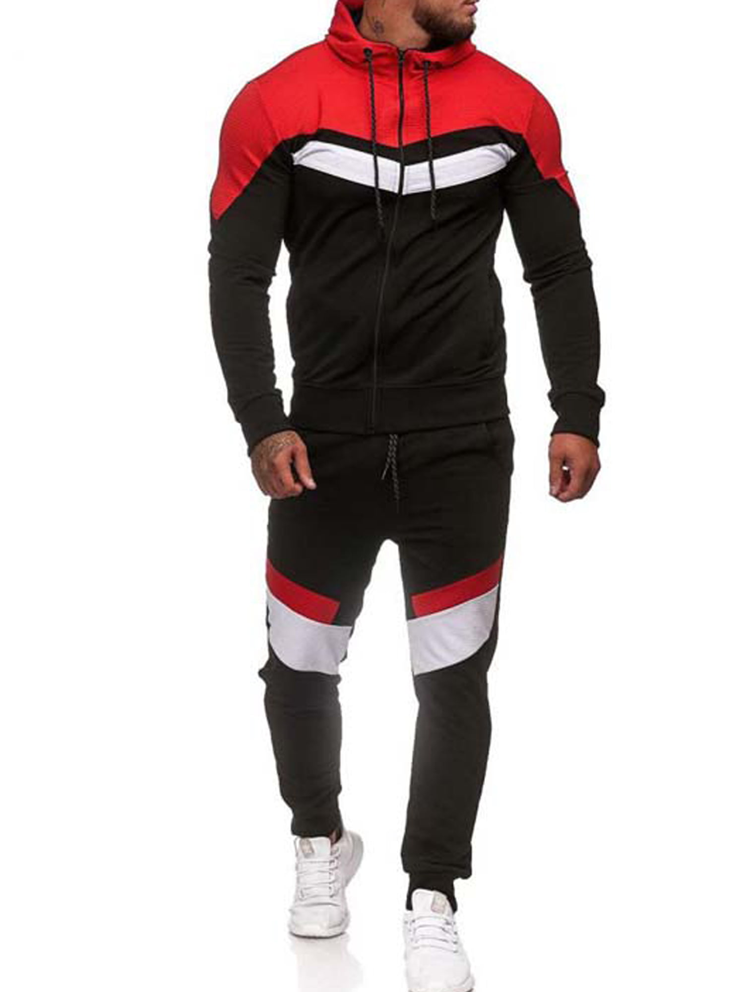 Men 2 Piece Jogger Sets Long Sleeve Sweatshirt Pockets Sweatpants Casual Tracksuit Full Zip Sweatsuits