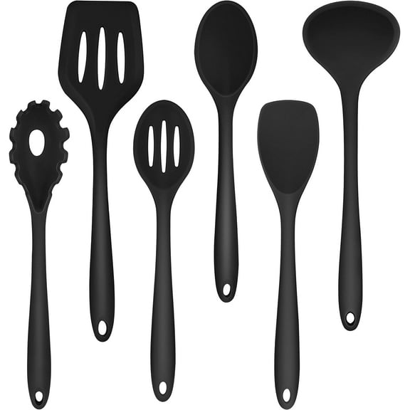 LINLIN Kitchen Utensils Set, 6 Pieces Silicone Cooking Utensils Set, Baking Cooking Tools Spoon Turner for Non-Stick Cookware, Non Scratch & Heat Resistant, Dishwasher Safe