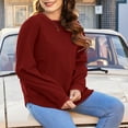 thumbnail image 4 of LANREMON Plus Size Sweatshirts for Women Crewneck Casual Tunic Tops Long Sleeve Shirts Womens Fall Pullover Tops Dark Red 20 Plus, 4 of 6