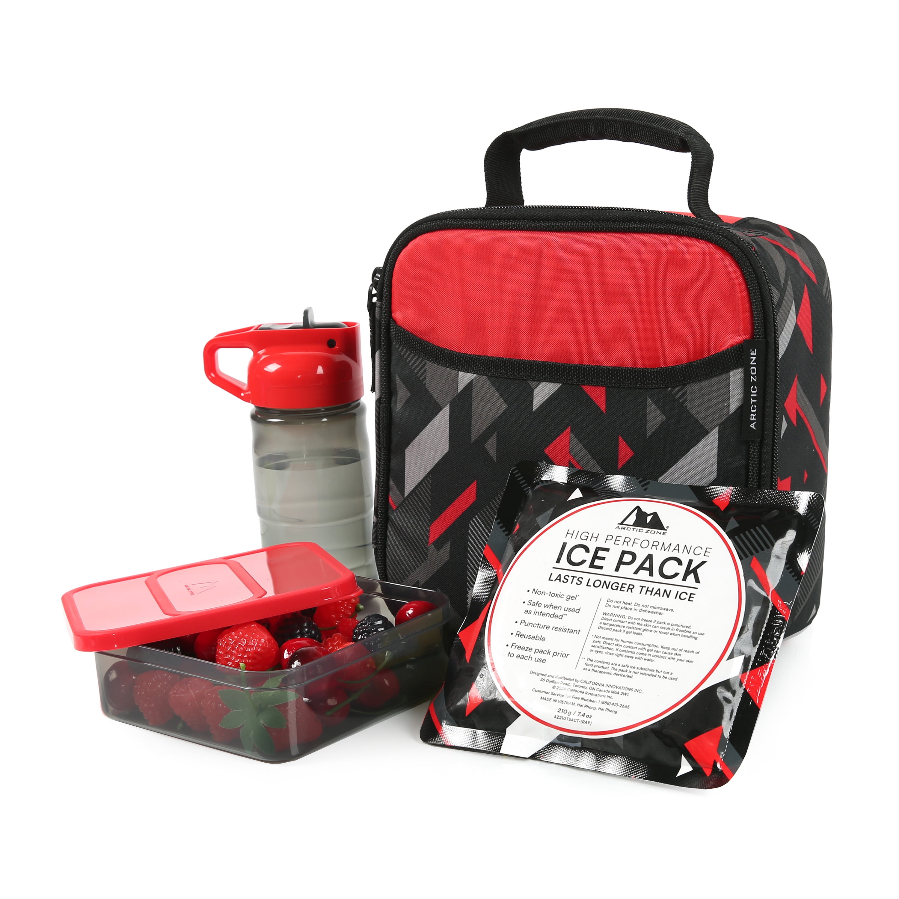 Arctic Zone Lunch Box Combo with Thermal Insulation, Tesseract Gray and Red