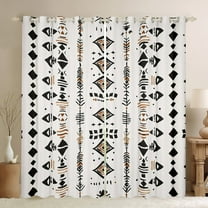 Manfei Ancient Aztec Theme Curtains Pack of 2 (42x84 Each),Vintage Rhombus Triangle Curtains Blackout,Black Brown Beige Bedroom Curtains For Teens,Ultra Soft Home Decor