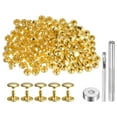 thumbnail image 1 of Unique Bargains 100 Sets Leather Rivets 10 x 12mm Metal with 3 Setter Tools, Gold Tone, 1 of 7