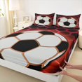 thumbnail image 4 of Manfei Football Sport Bed Sheets For Boys,Ball Games Pattern Full Size Sheets,Red Black,4-Piece,1 Flat Sheet,1 Fitted Sheet and 2 Pillowcases, 4 of 7