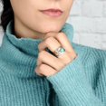 thumbnail image 4 of Geometric Ring With Turquoise Inlay Vintage Two Tone Rotatable Alloy Ring Retro Fashion Jewelry Ideal Gift Any Occasion, 4 of 5