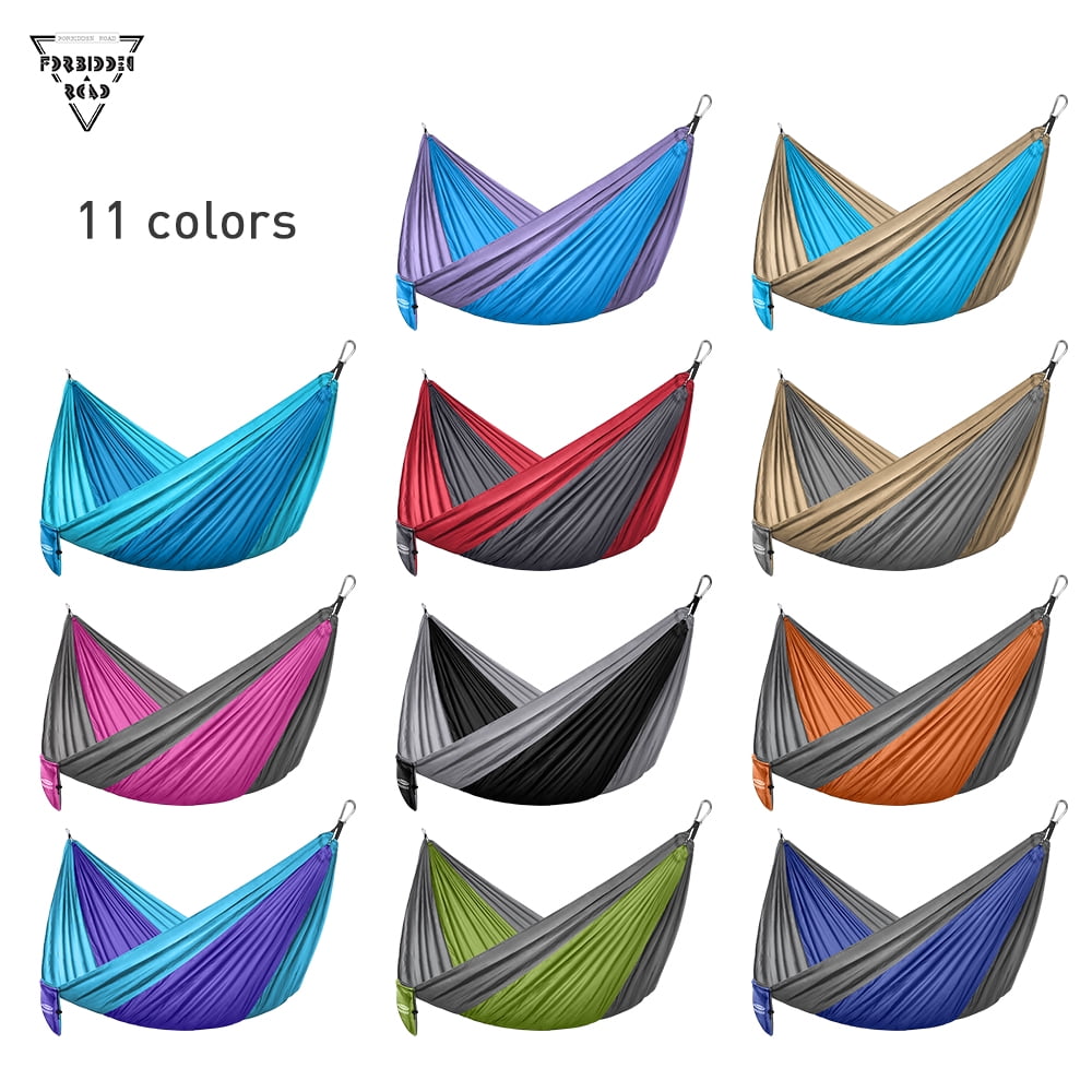 Support 400lbs 210D Nylon Taffeta Hammock Swing 660lbs Ropes Carabiners Included Forbidden Road Hammock Single Double Camping Portable Parachute Hammock for Outdoor Hiking Travel Backpacking 