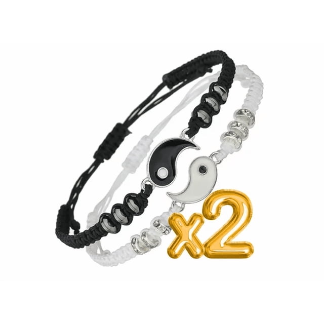 Pulsera De Pareja Yin Yang Brazalete Promesa Amor 1par Full Diámetro 15 cm Xtellar negro