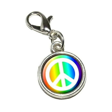 Peace Symbol Charm - Peace Sign Symbol - Rainbow Bracelet Charm