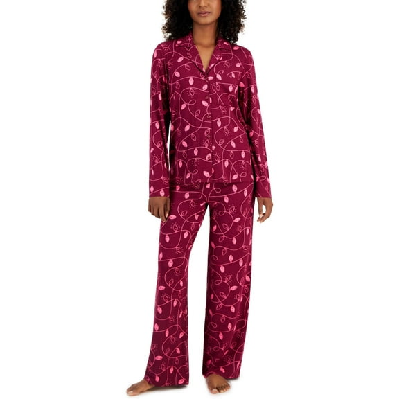 Jenni Womens Supersoft Notched-Coll Xmas Light Smpl XS