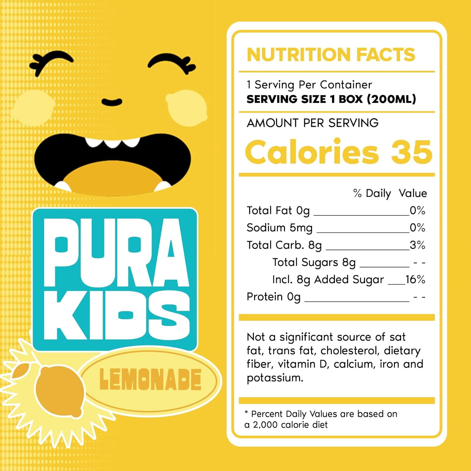 PURA Kids Box | Lemonade Fruit extract infused Drink for kids | 8g Pure Cane Sugar | Non-GMO | Vegan, No Artificial Sweeteners | Best Lunchbox Beverage with Paper Straw | 6.67 fl oz (200ml) 24-Pack