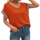 thumbnail image 5 of Camiseta de mujer Verano Cuello en V Rayas Manga corta Casual Top suelto, Naranja, XL seitruly AP001320-12, 5 of 7