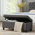 thumbnail image 5 of Tabaray Storage Bench, Linen Upholstered Bed End Storage Ottoman Bench,Tufted 45" Long Ottoman Bench with Storage for Bedroom, Living Room Entryway Window (Dark Grey 45"), 5 of 14