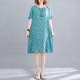 thumbnail image 4 of Vestido Irfora Vestido suelto de mujer Vestido bohemio con estampado floral con bolsillos Manga corta Cuello redondo Vestido de vacaciones informal de verano Verde XL Irfora Vestido, 4 of 5