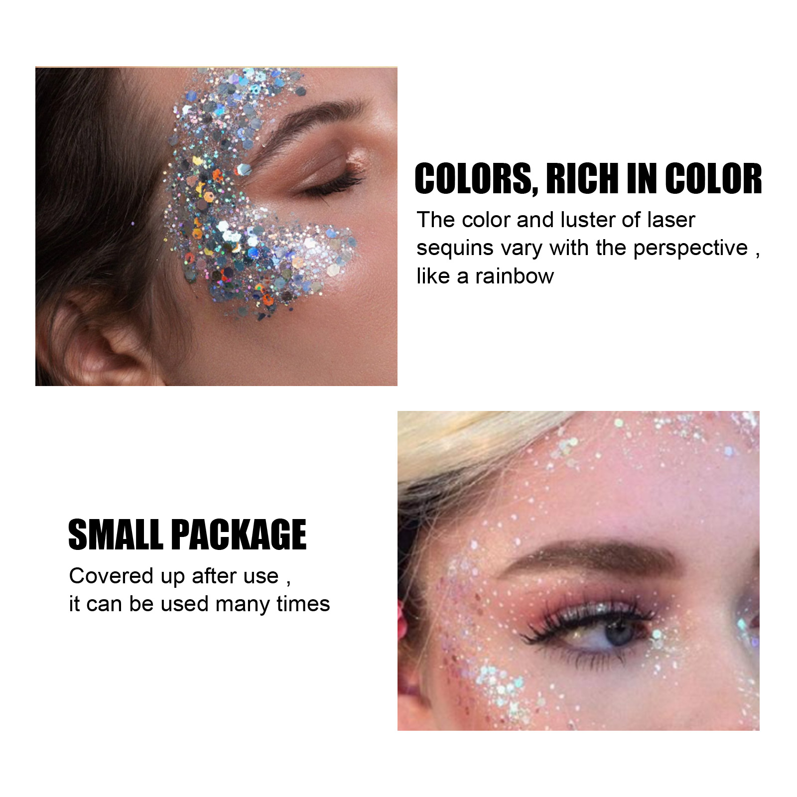 Alvantor Body Glitter Gel Nail Hair Body Face Flash Eyeshadow Glitter, Long Lasting Liquid Glitter Cream, Clear White