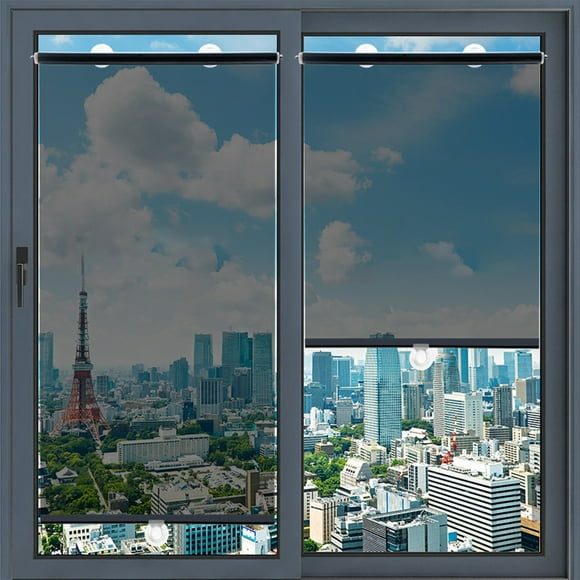 COMTOA Cordless Blackout Roller Shades for Indoor Windows, Blackout Window Blinds for Home Living Room Bedroom and Office, Roller Window Shades with Square Valance (17.72 in × 59.06 in)