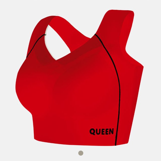 Wirefree Sports Bra for Plus Size Women, Full Coverage with Side Support & Back Smoothing Design, High Impact Support for Running, Gym & Yoga. Red 34