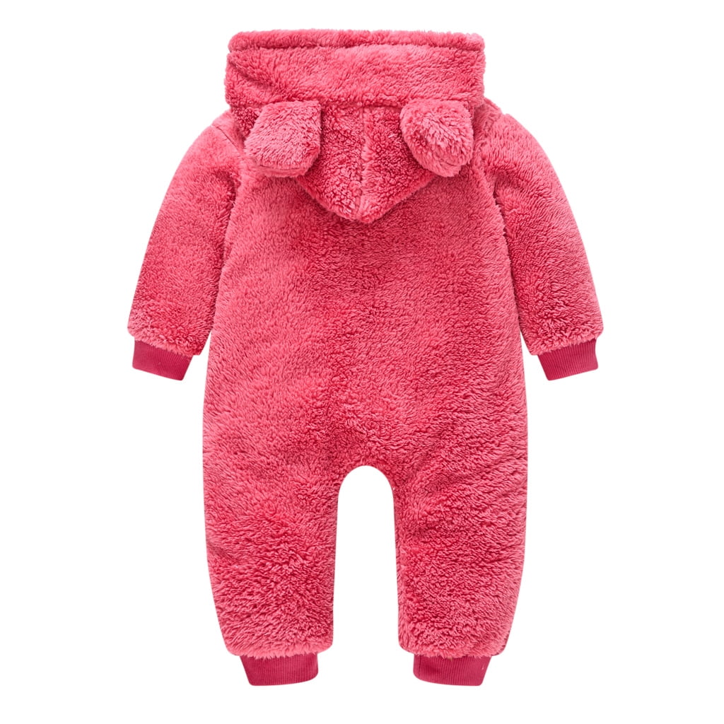 Esaierr Newborn Baby Girls Boys Snowsuit 6 Months-3 Years Fleece Jacket Ears Hooded Jumpsuit Infant Onesie Winter Romper Outwear