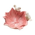 thumbnail image 2 of Bandeja de baratija de cerámica Salvador con forma de flor y soporte para tarjetas de visita con estatua de pájaros Rosa, 2 of 10