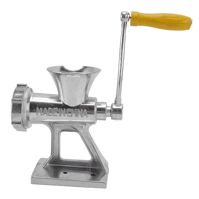 Manual Meat Grinder Chopper Mincer Mincing Machine Kitchen Accessories, Manual Silver Simple Operation Small with Handle for Home Restaurants Butcher Shops